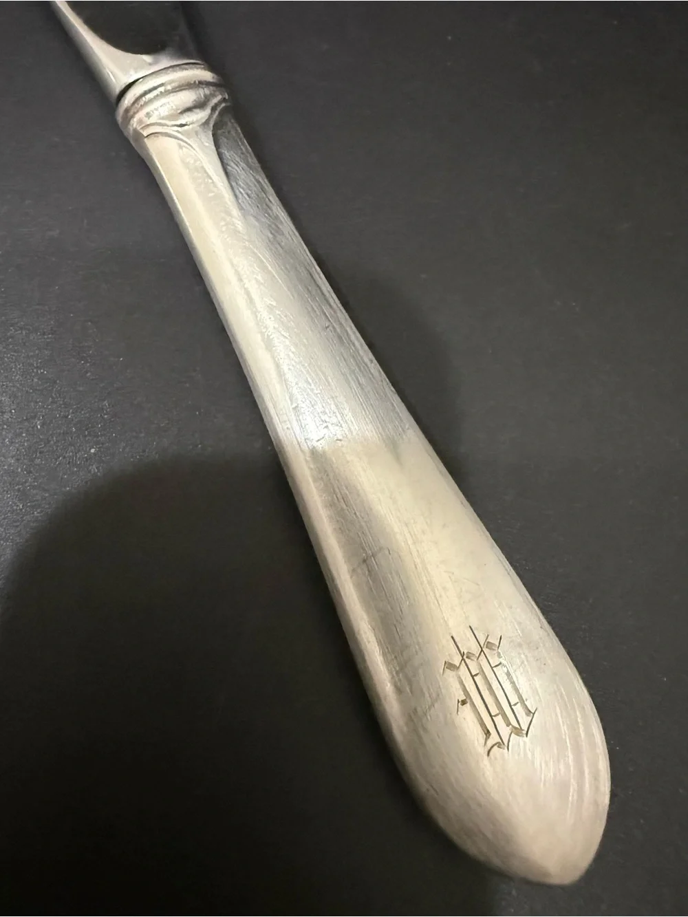 1pc Vintage GORHAM Sterling Gothic Monogram W or M Hollow Handle Butter Spreader